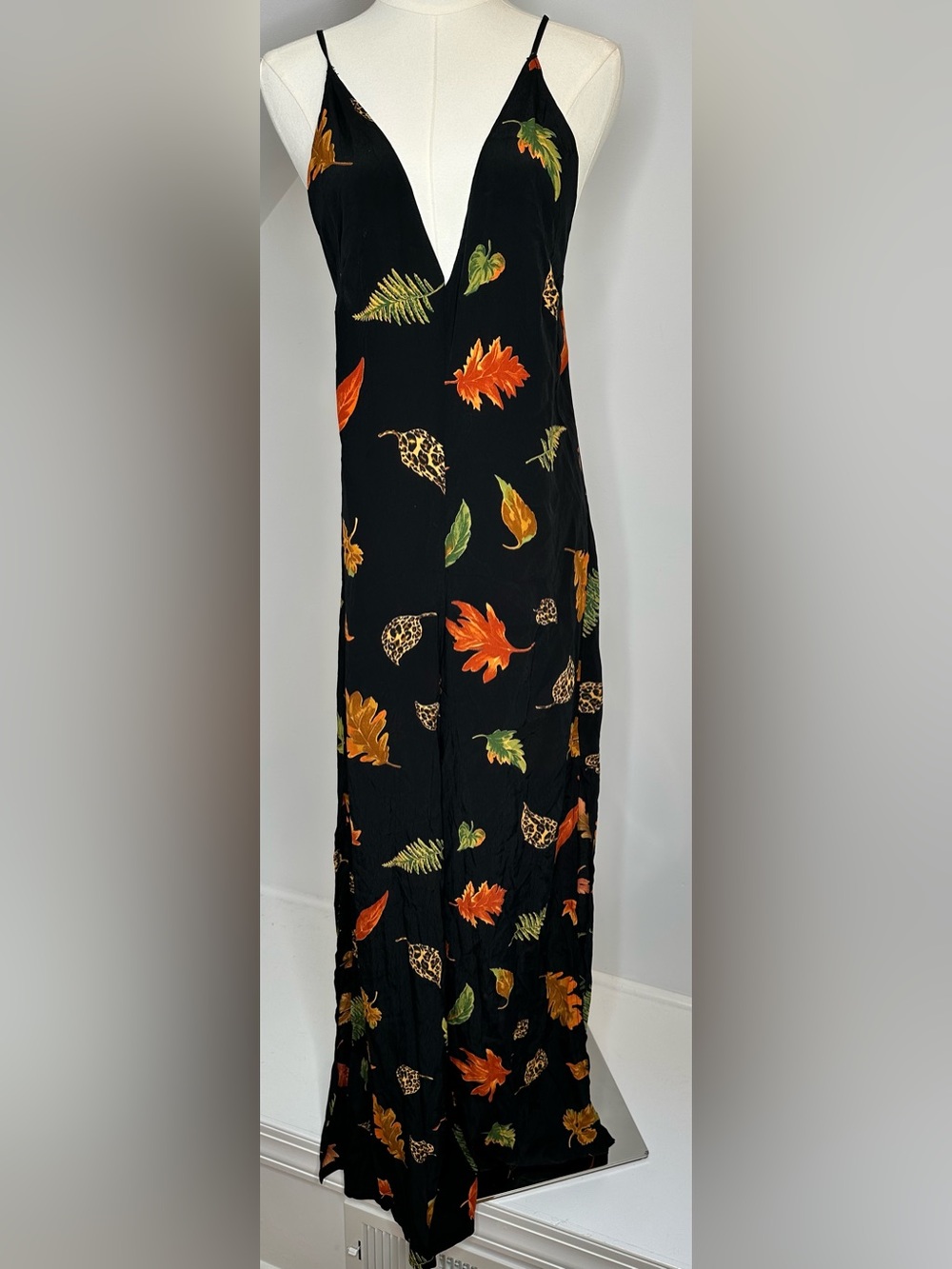 Reformation Autumn Leaf Print Wide Leg Jumpsuit One Size Made in USA Boho